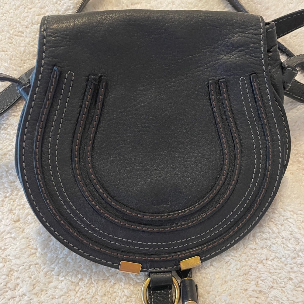 Chloe Black Leather Marcie Mini Saddle Bag